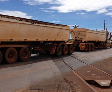 truck crossing level crossing Level crossing for heavy loads