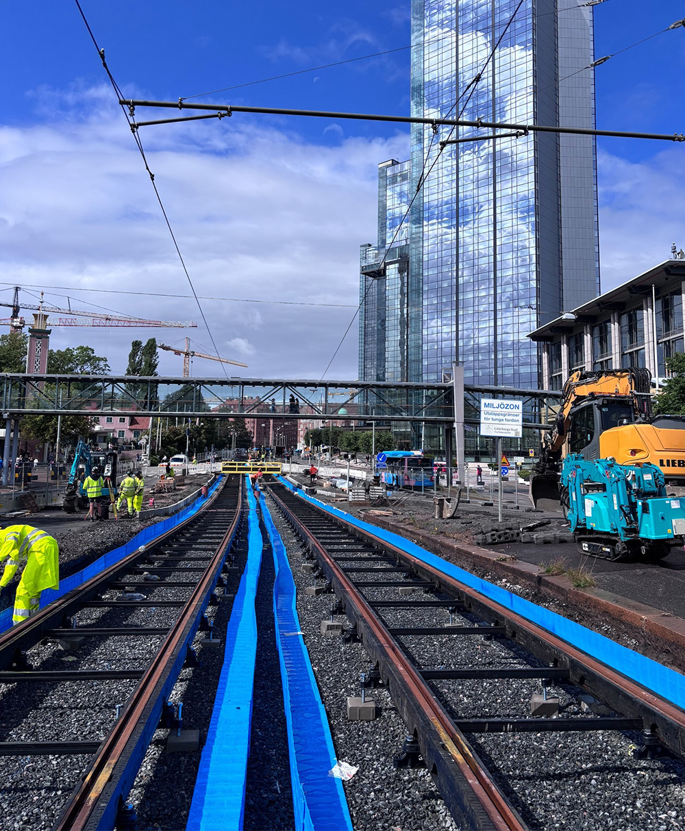 STRAILastic Schienenisolierung in Göteborg für Straßenbahn