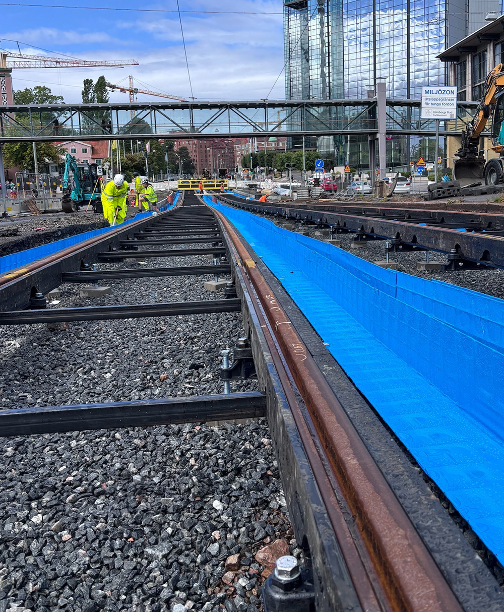 Schienenisolierung mit SOK_simplex und GRS für Straßenbahn in Göteborg