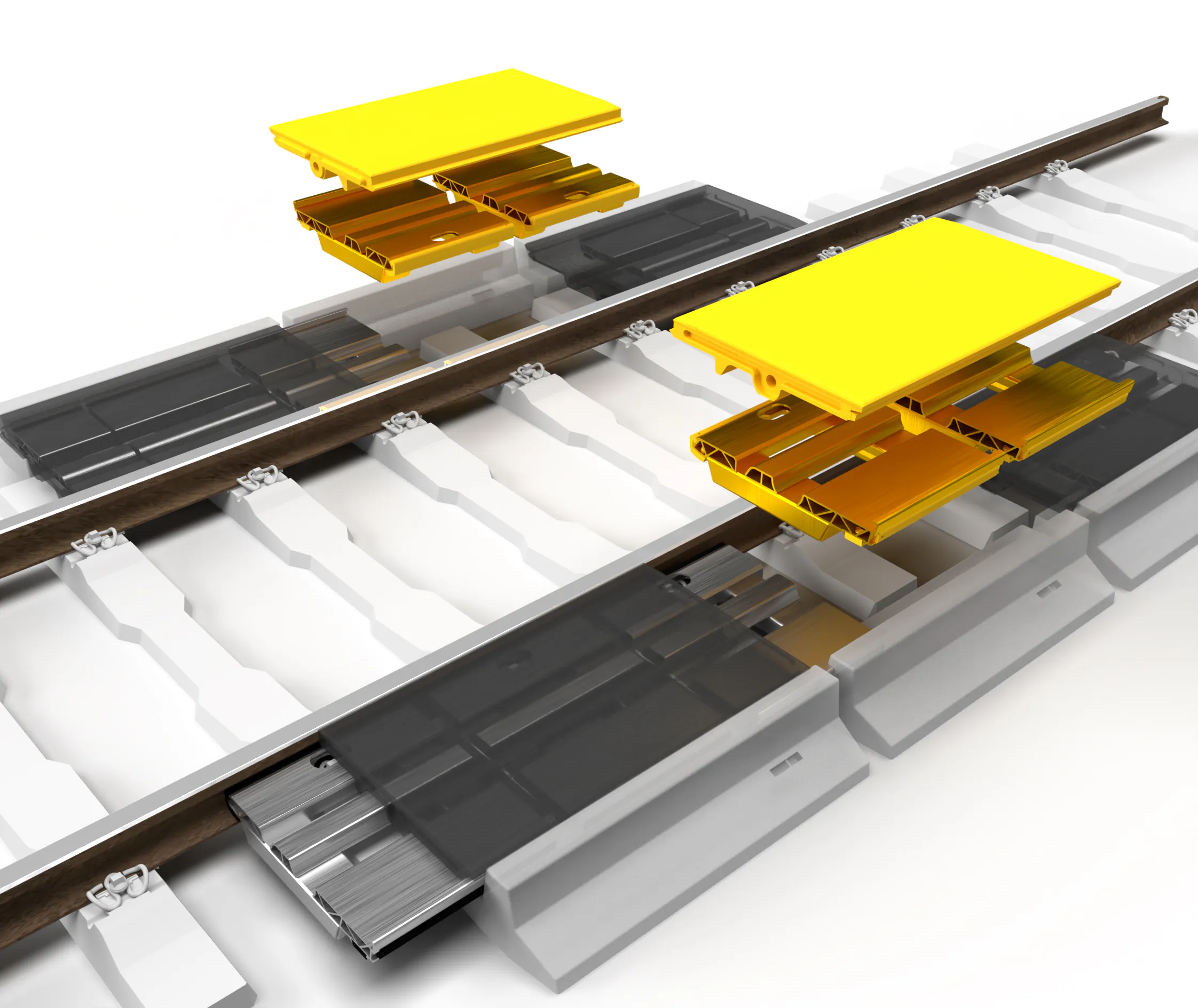 3D Darstellung ponti - Adaptive Aussenplatte für dynamische Gleislagen