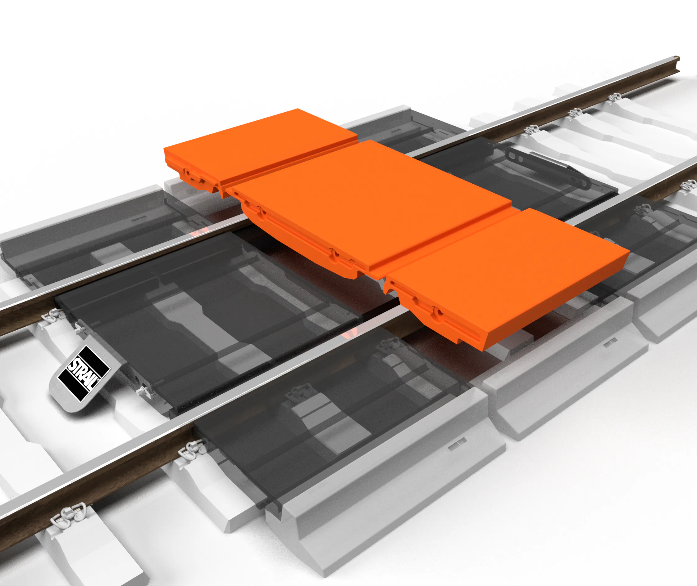 3D Darstellung strail - Das Premium-Bahnübergangssystem für höchste Anforderungen.