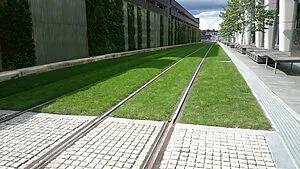 Green track system from STRAILastic - Green track with a system - for a better urban climate
